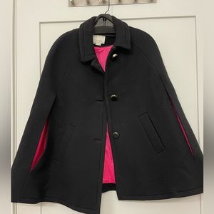 Barbie-style Kate Spade Cape, Black, size M, Wool blended, with bow in the back